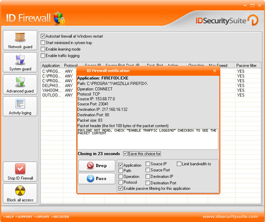 ID Firewall screen shot