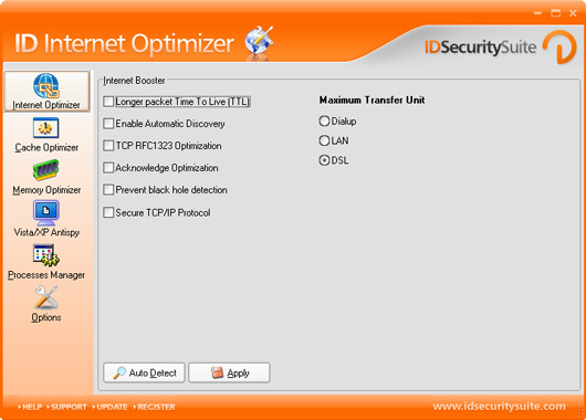 ID Internet Optimizer screen shot